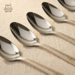 طقم ملاعق شاي فاخر - فضي وذهبي - 6 قطع Luxury Tea Spoons Set - Silver & Gold - 6 Pcs