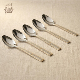 طقم ملاعق شاي فاخر - فضي وذهبي - 6 قطع Luxury Tea Spoons Set - Silver & Gold - 6 Pcs