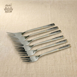 طقم شوك طعام فاخر - فضي وذهبي - 6 قطع Luxury Dinner Forks Set - Silver & Gold - 6 Pcs