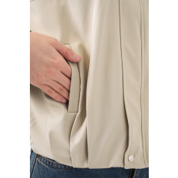 جاكيت نسائي قصير واسع 0732 - لون حجري Women's Oversize Short Jacket 0732 - Stone