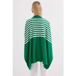 15783 بونشو تريكو فضفاض بفتحات جانبية - أخضر فاتح 15783 Slit Poncho Knit Sweater - Light Green