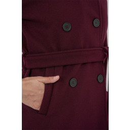 معطف نسائي شتوي بحزام 9162 - لون خمري Women's Belted Winter Coat 9162 - Burgundy