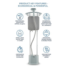 مكوى سمارت بخاري يدعم الكي الافقي والعمودي بقدرة 2000 واط Garment Steamer