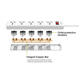 موزّع كهربائي Huntkey SSZ501 – 5 منافذ بطول 5 متر Huntkey SSZ501 Power Strip – 5 Outlets, 5m Cable