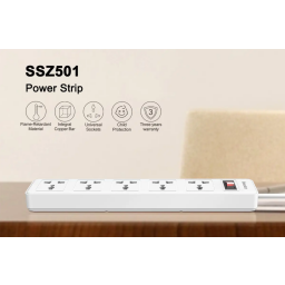 موزّع كهربائي Huntkey SSZ501 – 5 منافذ بطول 5 متر Huntkey SSZ501 Power Strip – 5 Outlets, 5m Cable