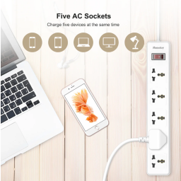 موزّع كهربائي Huntkey SSZ501 – 5 منافذ بطول 5 متر Huntkey SSZ501 Power Strip – 5 Outlets, 5m Cable