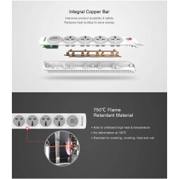 موزّع كهربائي Huntkey SUL507 – 4 منافذ + 2 USB بطول 3 متر Huntkey SUL507 Power Strip – 4 Sockets + 2 USB, 3m
