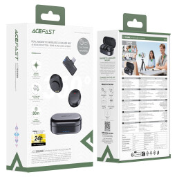 ميكروفون لاسلكي مغناطيسي ACEFAST R3 (ثنائي) ACEFAST R3 Wireless Magnetic Lavalier Microphone