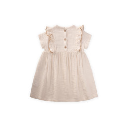 فستان أطفال من الموسلين العضوي بتطريز عرقي - طبيعي (1-7 سنوات) Ethnic Suzene Embroidered Organic Muslin Dress for Girls 1-7 Years - Natural