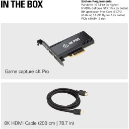 كرت التقاط الألعاب الداخلي إلجاتو (Elgato 4K Pro) بمنفذ HDMI 2.1 ودعم 8K60 Elgato 4K Pro Internal Capture Card - HDMI 2.1, 8K60 HDR10 Passthrough
