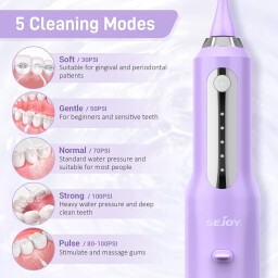 سيجوي جهاز تنظيف الأسنان بالماء لاسلكي قابل للشحن 270 مل sejoy Rechargeable Wireless Water Flosser