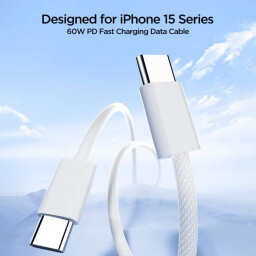 كيبل تايب سي سريع 60 واط مجدول متين بطول متر 60W Fast Type-C Cable, Durable Braided, 1 Meter Length