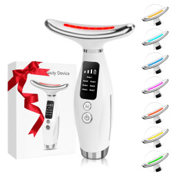 جهاز تدليك الوجه الكهربائي بتقنية EMS سبع ألوان LED لشد البشرة ومكافحة التجاعيد EMS electric facial massager with seven LED colors for skin tightening and anti-wrinkle treatment