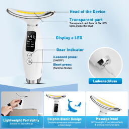 جهاز تدليك الوجه الكهربائي بتقنية EMS سبع ألوان LED لشد البشرة ومكافحة التجاعيد EMS electric facial massager with seven LED colors for skin tightening and anti-wrinkle treatment