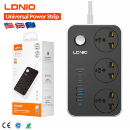 LDNIO SC3604C موزع كهرباء 3 منافذ مع 6 منافذ USB وشحن سريع 20 واط LDNIO SC3604C 3-Outlet Power Strip with 6 USB Ports 20W Fast Charging