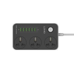 LDNIO SC3604C موزع كهرباء 3 منافذ مع 6 منافذ USB وشحن سريع 20 واط LDNIO SC3604C 3-Outlet Power Strip with 6 USB Ports 20W Fast Charging