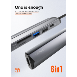 موزع متعدد الوظائف LDNIO DS-56H USB-C بدعم شحن سريع 100 واط وتصميم حديث متعدد المنافذ LDNIO DS-56H PD100W USB-C Multi-Function Hub