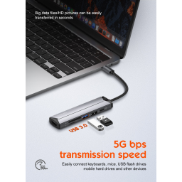 موزع متعدد الوظائف LDNIO DS-56H USB-C بدعم شحن سريع 100 واط وتصميم حديث متعدد المنافذ LDNIO DS-56H PD100W USB-C Multi-Function Hub
