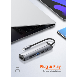موزع متعدد الوظائف LDNIO DS-56H USB-C بدعم شحن سريع 100 واط وتصميم حديث متعدد المنافذ LDNIO DS-56H PD100W USB-C Multi-Function Hub