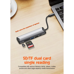 موزع متعدد الوظائف LDNIO DS-56H USB-C بدعم شحن سريع 100 واط وتصميم حديث متعدد المنافذ LDNIO DS-56H PD100W USB-C Multi-Function Hub