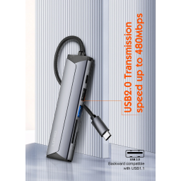 موزع متعدد الوظائف LDNIO DS-56H USB-C بدعم شحن سريع 100 واط وتصميم حديث متعدد المنافذ LDNIO DS-56H PD100W USB-C Multi-Function Hub
