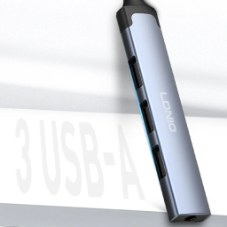 محول LDNIO DS-104C من Type-C إلى 3 منافذ USB 2.0 مع منفذ صوت 3.5 ملم LDNIO DS-104C Type-C to 3x USB 2.0 + 3.5mm Audio Adapter