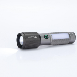 مصباح يدوي 7 واط 2000 ملي أمبير تايب سي زووم مغناطيسي أسود Master Rechargeable Flashlight 7W 2000mAh Type-C Zoom Magnetic - Black
