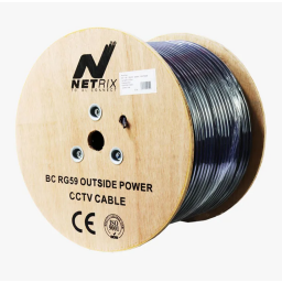 كيبل كاميرات مراقبة RG59 بطول 250 متر نحاس BC مع طاقة خارجية (NX) NX-RG59 CCTV Camera Cable - 250m - BC-OUTSIDE