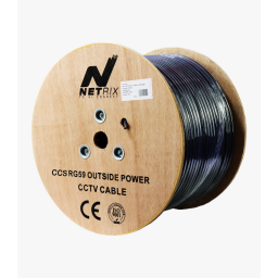 كيبل كاميرات مراقبة RG59 بطول 250 متر نحاس مكسو (CCS) مع طاقة خارجية NX NX-RG59 CCTV Camera Cable - 250m - CCS-OUTSIDE