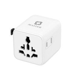 محول سفر عالمي Universal Plug بقدرة 2500 واط، 10 أمبير – أبيض Universal Plug Travel Adapter 2500W, 10A – White
