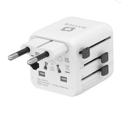 محول سفر عالمي Universal Plug بقدرة 2500 واط، 10 أمبير – أبيض Universal Plug Travel Adapter 2500W, 10A – White