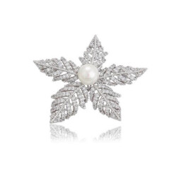 بروش نحاس مطلي بالبلاتينيوم كود 8489 Platinum-plated brass brooch, code 8489