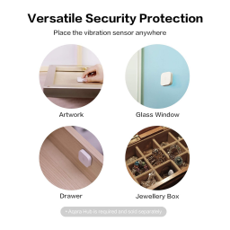 جهاز حساس حركة ذكي نوع Aqara Zigbee Vibration Sensor. يتطلب وجود جهاز Aqara Hub Aqara Zigbee Vibration Sensor, Wireless Mini Glass Break Detector for Alarm System