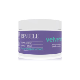 كريم جسم مرطب بالفانيلا والأرغان، 300 مل REVUELE Velvetish Silky Amber Moisturizing Body Cream with Vanilla & Argan - 300ml