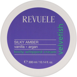 كريم جسم مرطب بالفانيلا والأرغان، 300 مل REVUELE Velvetish Silky Amber Moisturizing Body Cream with Vanilla & Argan - 300ml