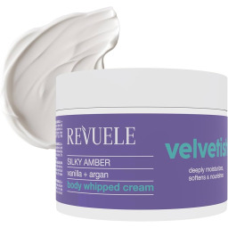 كريم جسم مرطب بالفانيلا والأرغان، 300 مل REVUELE Velvetish Silky Amber Moisturizing Body Cream with Vanilla & Argan - 300ml
