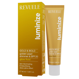 سائل توهج هايلايتر بعامل حماية 20، 40 مل REVUELE Luminize Glow Fluid Gold & Bold SPF 20 - 40ml
