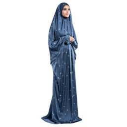 ملابس صلاة ستان لون ازرق Sapphire Satin Islamic Prayer Wear