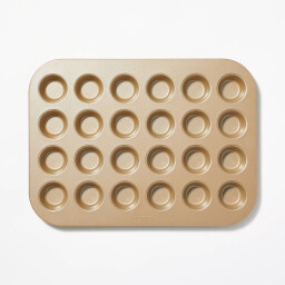 صينية كب كيك صغيرة 24 فتحة ذهبية غير لاصقة Mini cupcake tray, 24 holes, gold, non-stick