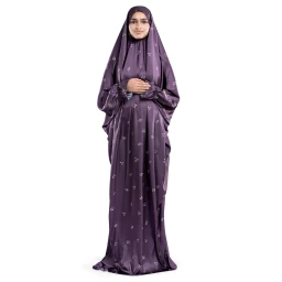 ملابس صلاة ستان لون عنابي Grape Satin Islamic Prayer Wear