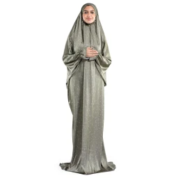 ملابس صلاة ستان لون اخضر خاكي Kale Satin Islamic Prayer Wear