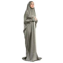 ملابس صلاة ستان لون اخضر خاكي Kale Satin Islamic Prayer Wear