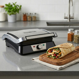 كابسة صاج احترافية 2000 واط ستانلس ستيل مع  مقبض معدني Panini GRILL