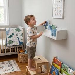 رف جداري أطفال ديناصور Ernting’s Family خشب مودرن Ernting’s Family Dinosaur Children's Wall Shelf, Modern Wood