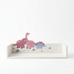 رف جداري أطفال ديناصور وردي بناتي Ernsting’s Family خشب Ernsting’s Family Pink Dinosaur Wall Shelf for Girls (Wooden)
