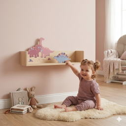 رف جداري أطفال ديناصور وردي بناتي Ernsting’s Family خشب Ernsting’s Family Pink Dinosaur Wall Shelf for Girls (Wooden)