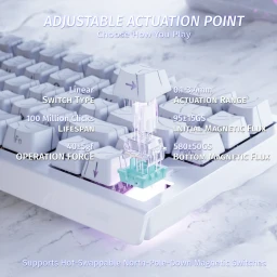 كيبورد مغناطيسي للألعاب بتقنية Rapid Trigger - تصميم 60% - ثلاثي الوضع - أبيض Rapid Trigger Magnetic Keyboard - 60% Layout - Tri-Mode - White
