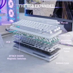 كيبورد مغناطيسي للألعاب بتقنية Rapid Trigger - تصميم 60% - ثلاثي الوضع - أبيض Rapid Trigger Magnetic Keyboard - 60% Layout - Tri-Mode - White