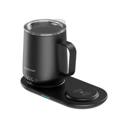 كوب ليبريسو حافظ للحرارة 12 أونصة مع قاعدة شحن لاسلكية - أسود LePresso Heated Mug 12oz with Wireless Charging Pad - Black