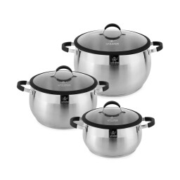 طقم قدور 6 قطع ستانلس ستيل عيار 18/10 من لايف سمايل Life Smile 6 Piece Stainless Steel Pots Set